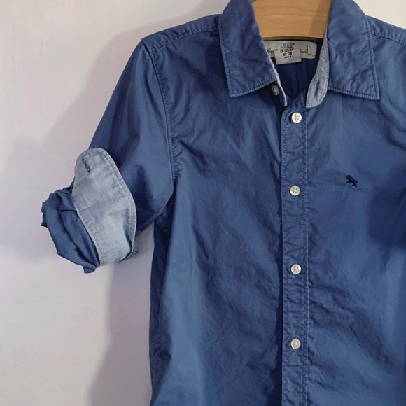 SOLD: H&M Boys Slate L/S Button Down Shirt, 7-8Y - Picture 2 of 4